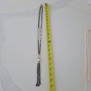 Elegant Silver Chain Tassel Necklace